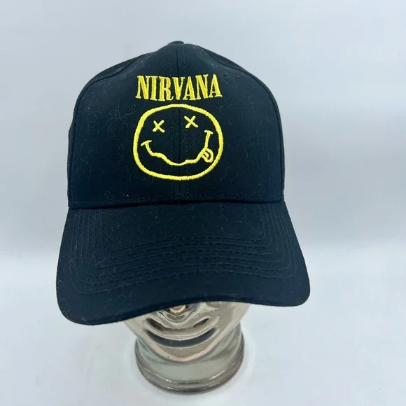 Nirvana Snapback Hat Cap Black Smiley Face Logo Licensed 2021 - Picture 2 of 11